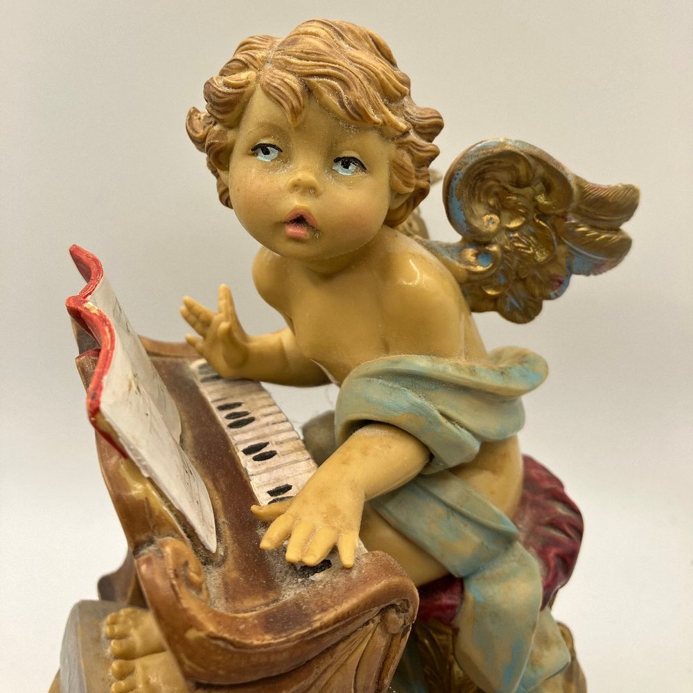 Vintage Angel Musical Rotating Silent Night Resin Angel Like New